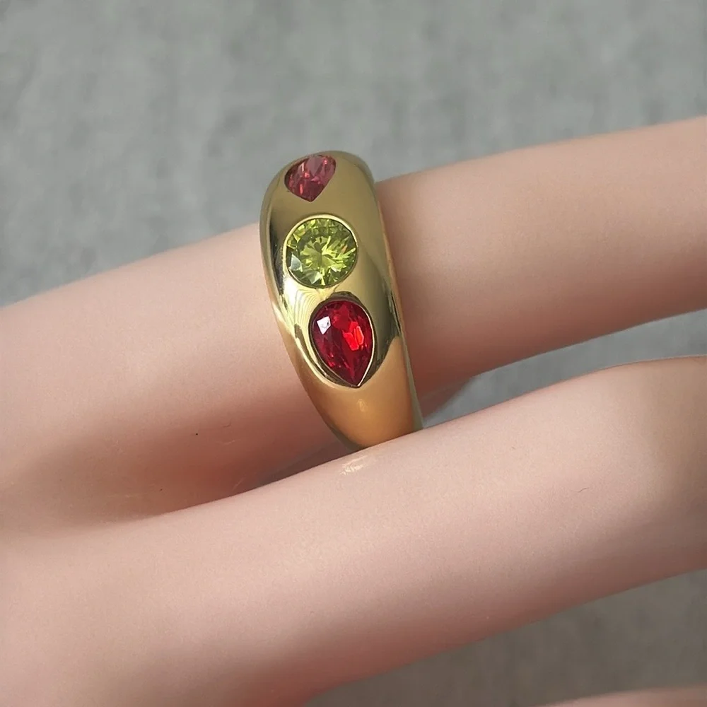 Gorjana Band Ring Nova Gold Plated Crystal Citrus Mix Ring Sz.7 - Picture 3 of 10